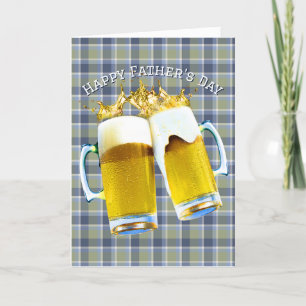 Father's Day Beer On Plaid Card