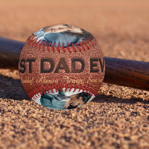 Father's Day Best Dad brown leather stamp photo Baseball
