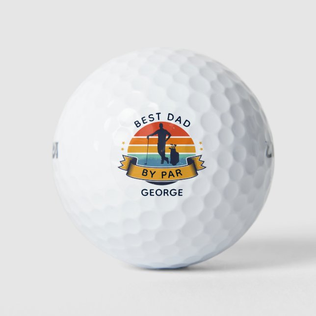Fathers Day Best Dad By Par Retro Custom Sporting Golf Balls (Front)