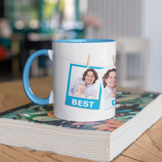 Father's Day | Best Dad Ever 3 Photo Collage Blue Mug