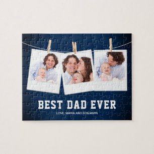 Father's Day Best Dad Ever 3 Photo Collage Jigsaw Puzzle