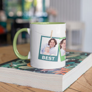 Father's Day   Best Dad Ever 3 Photo Collage Lime Mug