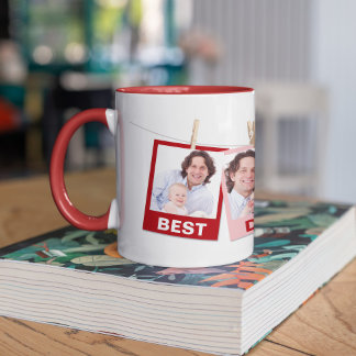Father's Day | Best Dad Ever 3 Photo Collage Red Mug