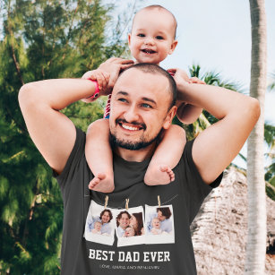 Father's Day   Best Dad Ever 3 Photo Collage T-Shirt