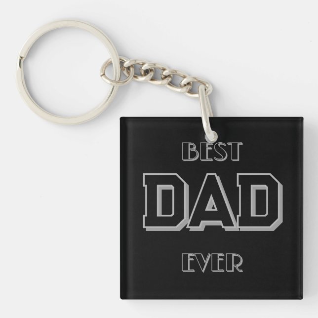 Father's Day Best Dad Ever Black Key Ring (Front)