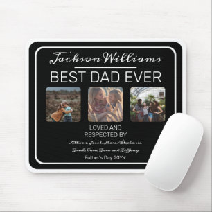 Fathers Day Best Dad Ever Black Three Photo Mouse Pad