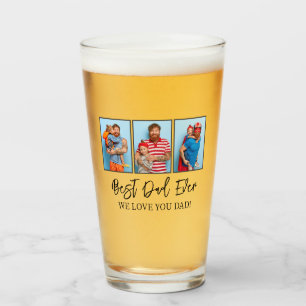 Father's day Best Dad ever Family Photo Collage Glass