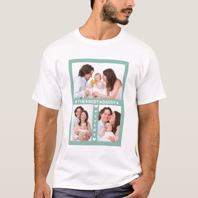 Father's Day Best Dad Ever Family Photo Collage T-Shirt (Front)