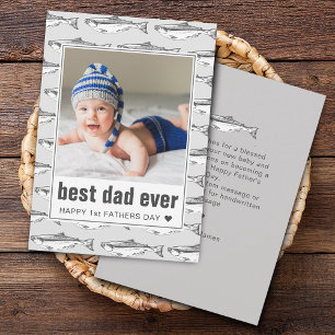 Father's Day Best Dad Ever Fish Pattern Flat Holiday Card