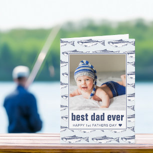 Father's Day Best Dad Ever Fish Pattern Photo Card