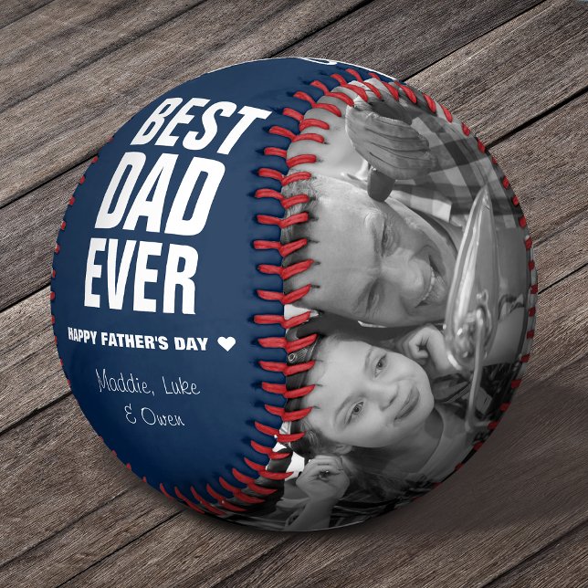 Father's Day Best Dad Ever Photos Personalised Baseball (Creator Uploaded)