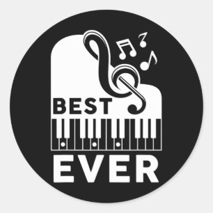 Father's Day Best Dad Ever Pianist Musician Piano Classic Round Sticker