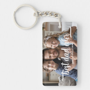 Father's Day Best Dad Ever Script Photo Key Ring