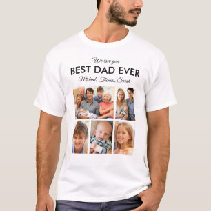 Fathers Day Best Dad Ever Trendy Photo Collage T-Shirt