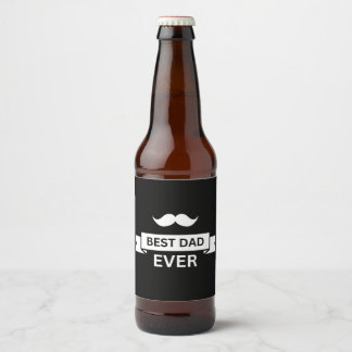 Father's Day BEST DAD EVER Typo with Moustache Beer Bottle Label