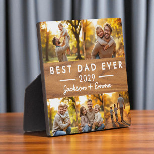 Father's Day Best Dad Ever Wood 5 Photo Collage  Plaque