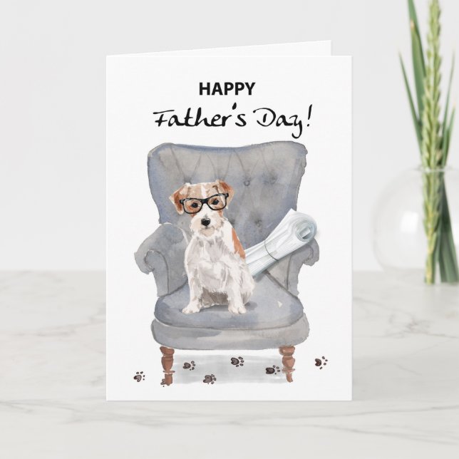 Father's Day Best Dad Funny Dog with Newspaper  Card (Front)