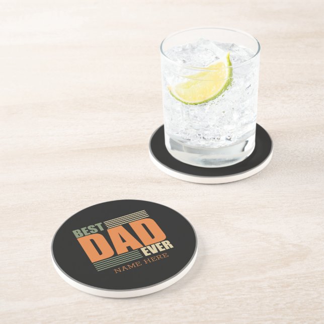 fathers day best dad personalised gift ideas  coaster (Side)