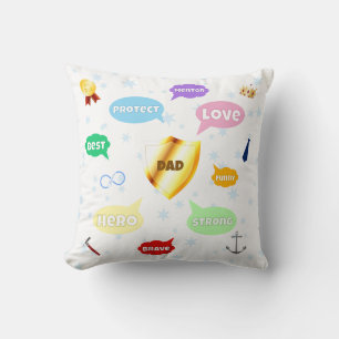 Fathers Day Best Dad Word Clouds King Crown Love Cushion