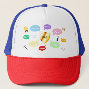Fathers Day Best Dad Word Clouds King Crown Love Trucker Hat