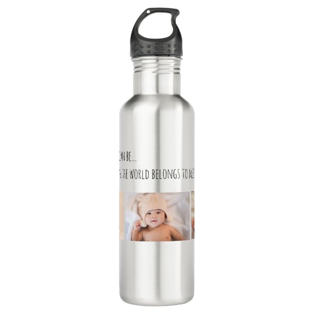 Father's Day Best Daddy 3 Photo Customise 710 Ml Water Bottle (Front)