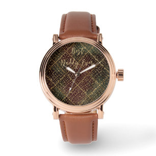 Fathers Day, Best Daddy Ever,Luxury Gold Red Green Watch
