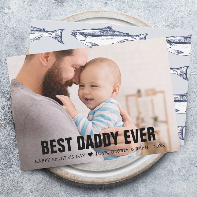 Father's Day Best Daddy Ever Photo Flat Holiday Card (Father's Day Best Daddy Ever Photo Flat Holiday Card)