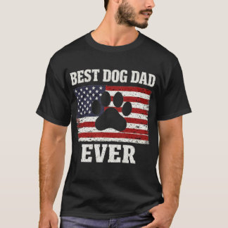 Fathers Day Best Dog Dad American Flag T-Shirt