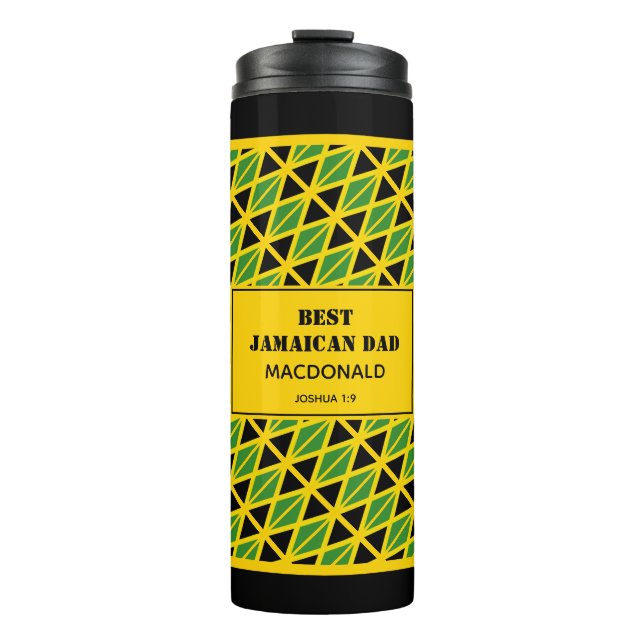 Father's Day BEST JAMAICAN DAD Flag Custom Jamaica Thermal Tumbler (Front)