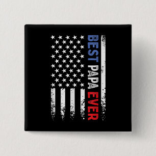 Father's Day Best Papa Ever with US American Flag 15 Cm Square Badge