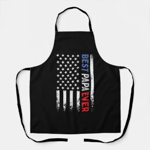 Father's Day Best Papa Ever with US American Flag Apron