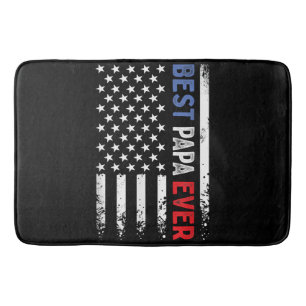 Father's Day Best Papa Ever with US American Flag Bath Mat