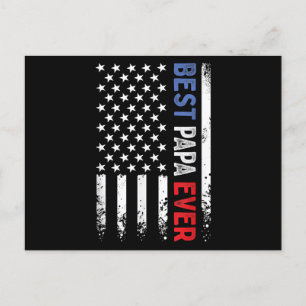 Father's Day Best Papa Ever with US American Flag Holiday Postcard