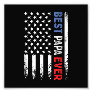 Father's Day Best Papa Ever with US American Flag Photo Print