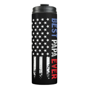 Father's Day Best Papa Ever with US American Flag Thermal Tumbler