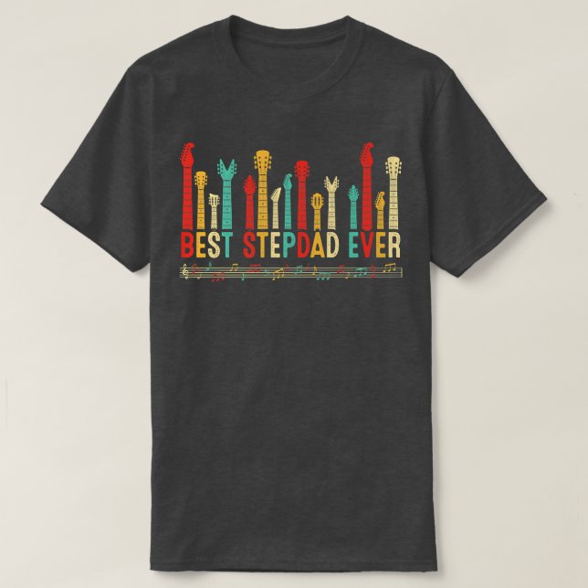 Fathers Day Best Stepdad Ever Guitar Lover Guitari T-Shirt (Design Front)