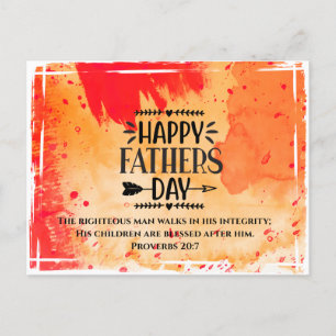 Father's Day Bible Verse Proverbs 20:7 Postcard