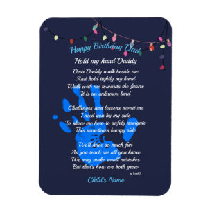 Fathers Day / Birthday POEM Gift from Toddler NAVY Magnet