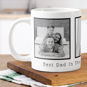 Father's Day Black and White 3 Photos Large Coffee Mug