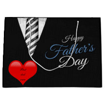 Fathers Day Black White Elegant Heart Typography