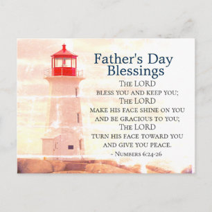 Father's Day Blessings, Numbers 6:24 Lighthouse Postcard