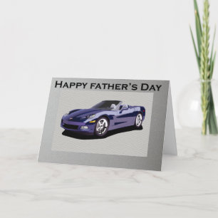 Father's Day Blue Convertible Sports Car Card