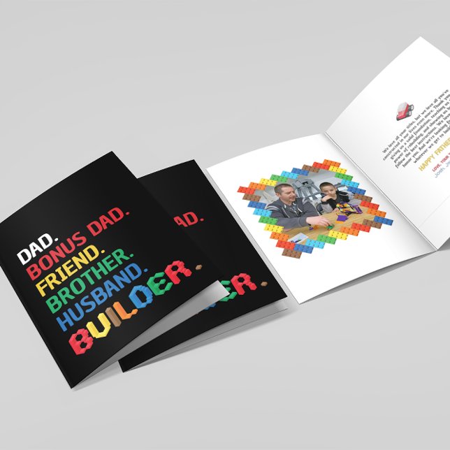 Father's Day Bonus Dad, Stepdad, Brick Builder Holiday Card (Creator Uploaded)