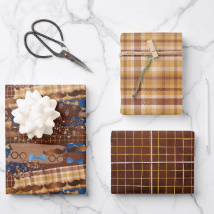 Father's Day Bow Ties, Glasses & Moustaches Wrappi Wrapping Paper Sheet