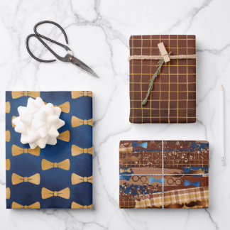 Father's Day Bow Ties, Glasses & Moustaches Wrapping Paper Sheet