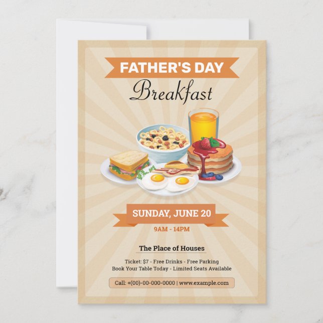 Father's Day Breakfast Party Flyer Invitation (Front)