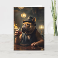 Father's Day Bulldog Holding a Whiskey