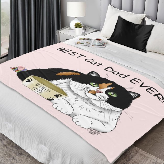 Father's Day Calico Cat Fleece Blanket (Creator Uploaded)