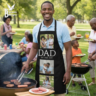Fathers Day Caps Black 3 Photo Dad Established Apron