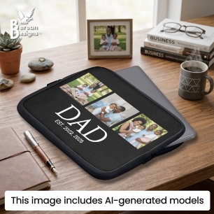 Fathers Day Caps Black 3 Photo Dad Established Laptop Sleeve